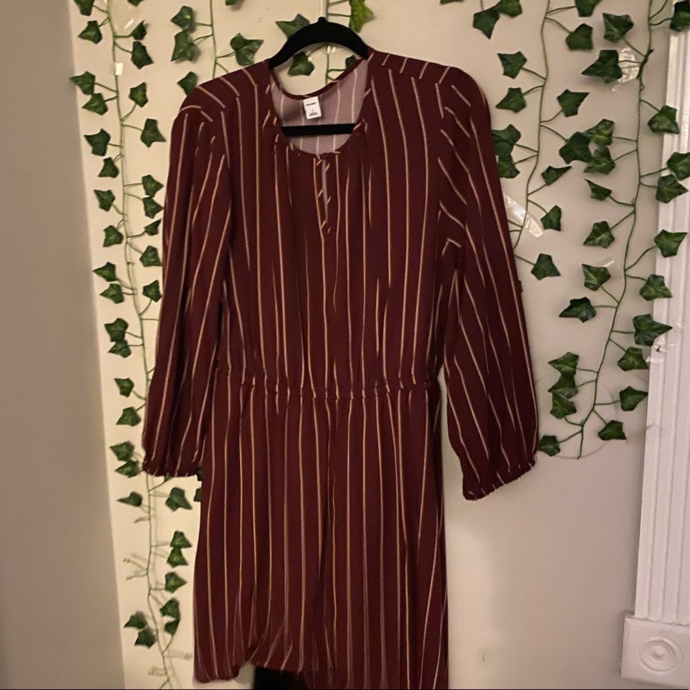 Burgundy pin striped swing dress